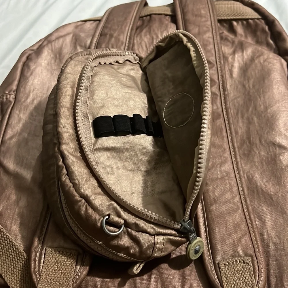 Kipling Gold Backpack + Pencil Bag